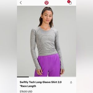 Gray Lululemon Swiftly Tech Long Sleeve RL